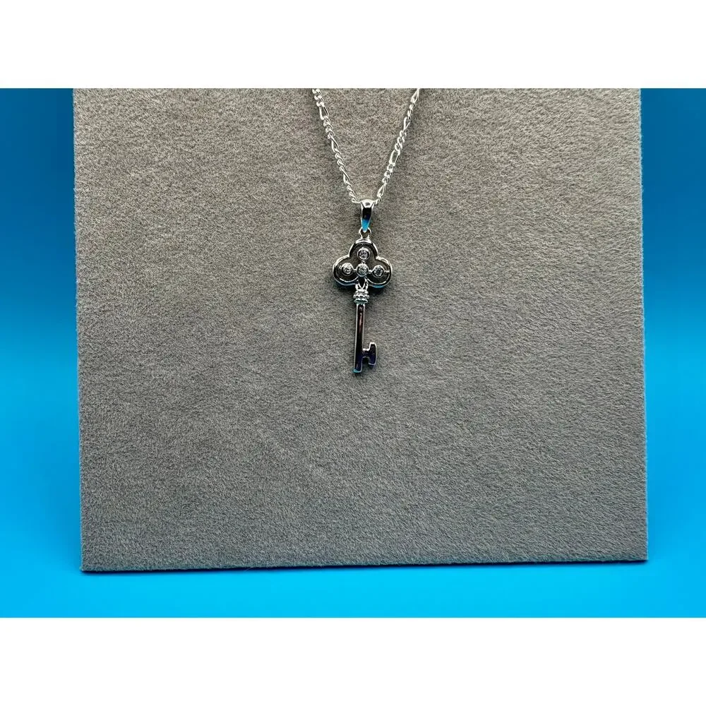 NEW Sparkling Moissanite Key Pendant & 18